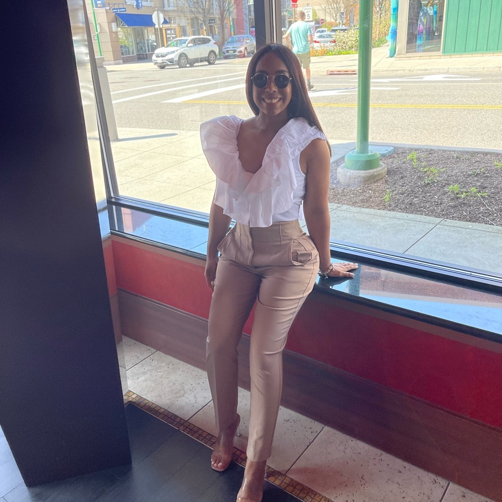 Zara Cream Ruffled Blouse